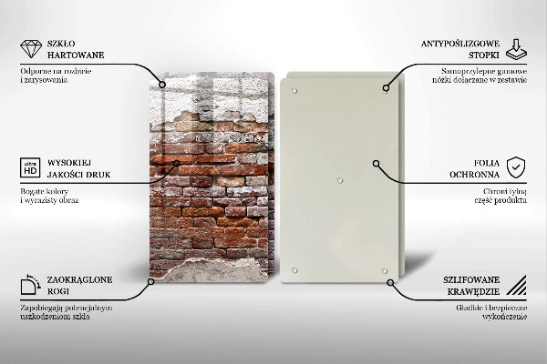 Glass chopping board Old wall of brick and concrete