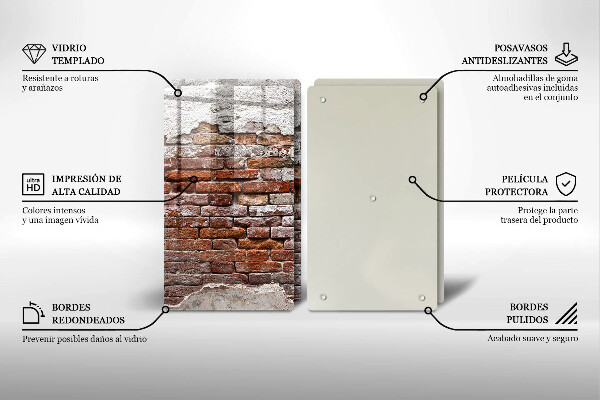 Glass chopping board Old wall of brick and concrete