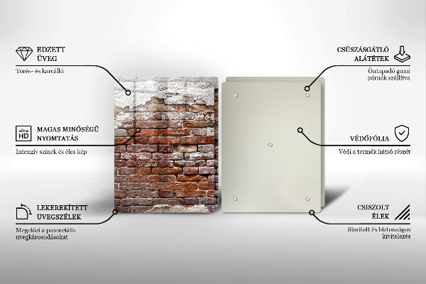 Glass chopping board Old wall of brick and concrete
