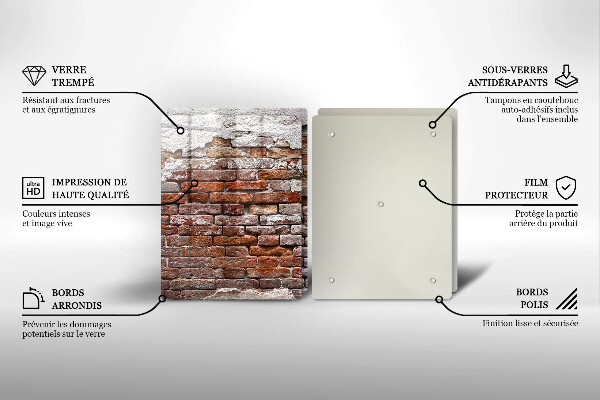 Glass chopping board Old wall of brick and concrete