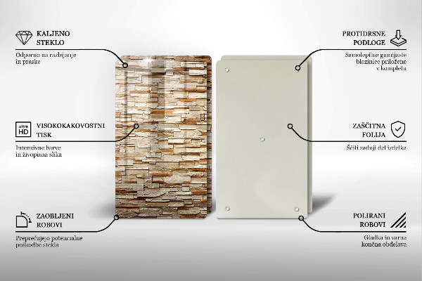 Glass chopping board Decorative texture stones