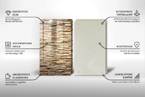 Glass chopping board Decorative texture stones