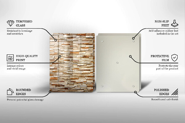 Glass chopping board Decorative texture stones