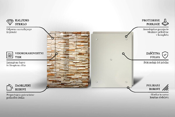 Glass chopping board Decorative texture stones