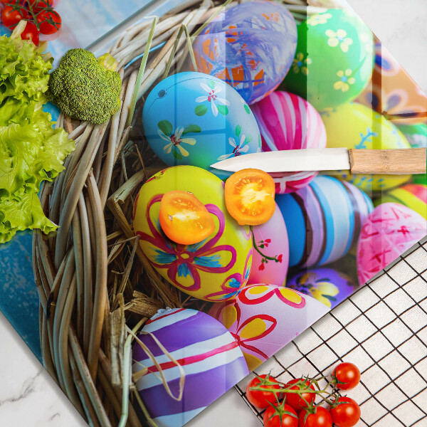 Glass chopping board Easter eggs