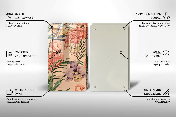 Glass chopping board Flaminga illustration