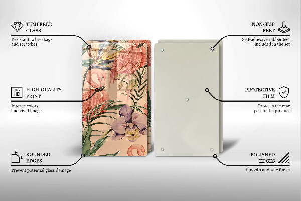 Glass chopping board Flaminga illustration