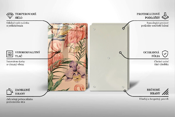 Glass chopping board Flaminga illustration