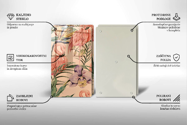 Glass chopping board Flaminga illustration