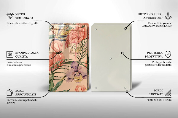 Glass chopping board Flaminga illustration