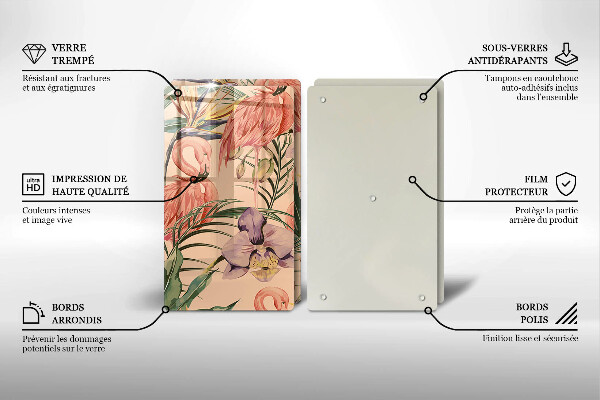 Glass chopping board Flaminga illustration