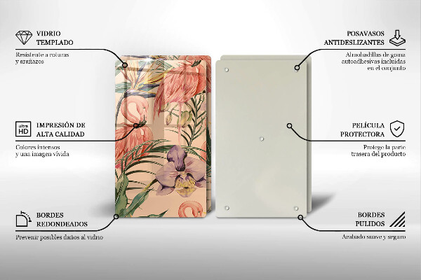 Glass chopping board Flaminga illustration