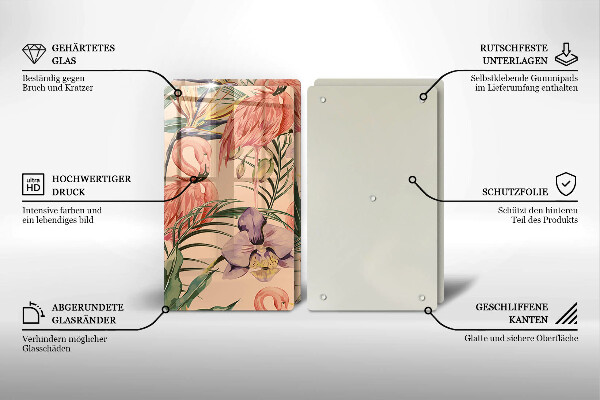 Glass chopping board Flaminga illustration