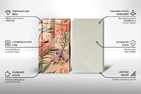 Glass chopping board Flaminga illustration