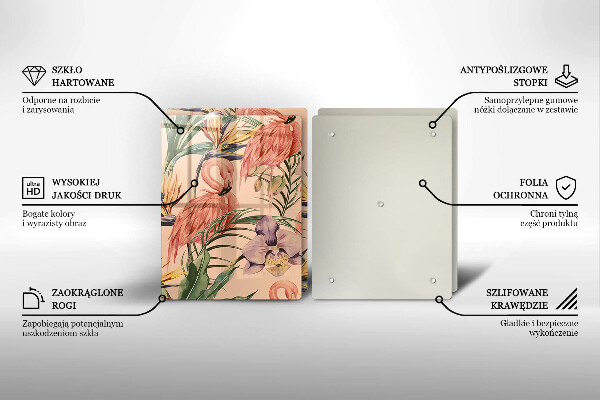 Glass chopping board Flaminga illustration