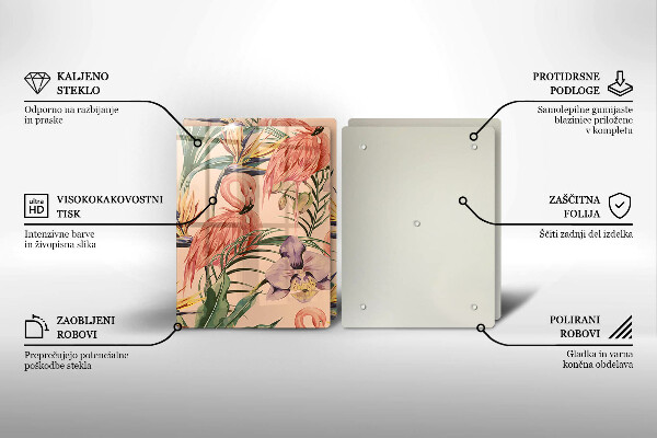 Glass chopping board Flaminga illustration