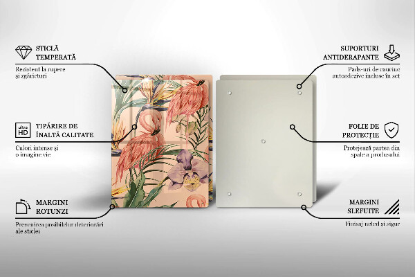 Glass chopping board Flaminga illustration