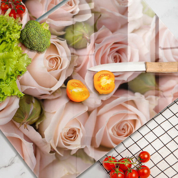 Glass chopping board A delicate bouquet of roses
