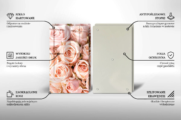 Glass chopping board A delicate bouquet of roses