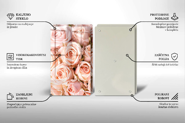 Glass chopping board A delicate bouquet of roses