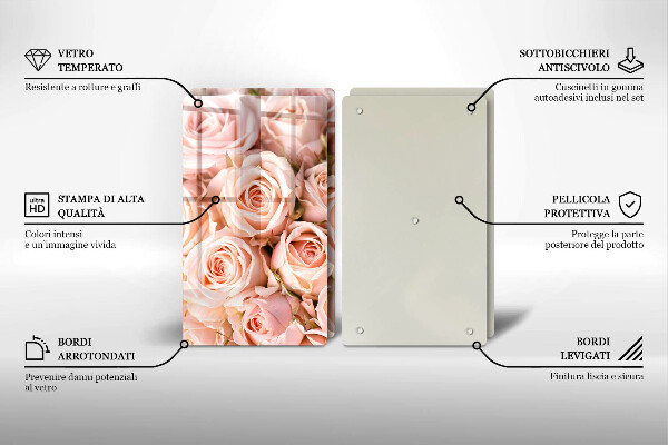 Glass chopping board A delicate bouquet of roses