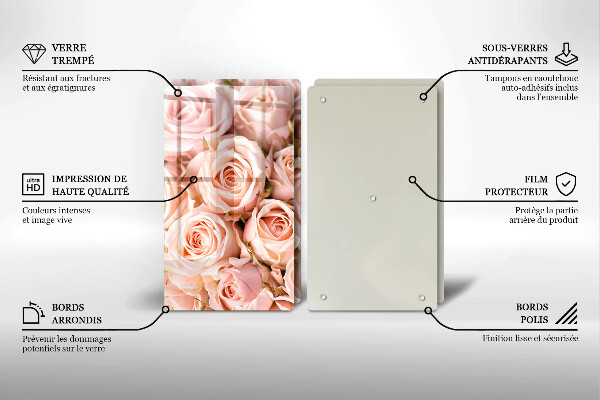 Glass chopping board A delicate bouquet of roses