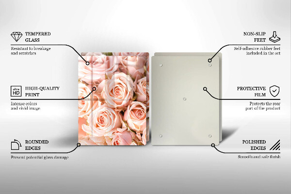 Glass chopping board A delicate bouquet of roses