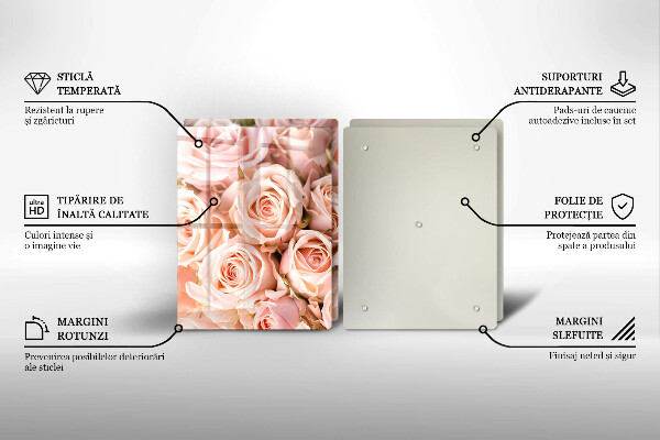 Glass chopping board A delicate bouquet of roses