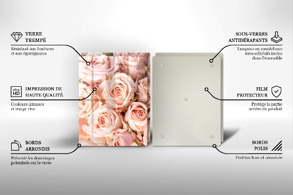 Glass chopping board A delicate bouquet of roses