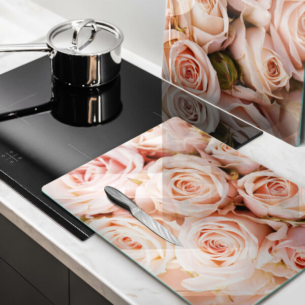 Glass chopping board A delicate bouquet of roses
