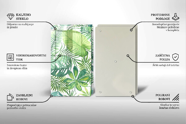 Glass chopping board Boho watercolors leaves