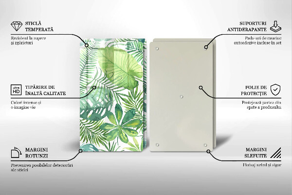 Glass chopping board Boho watercolors leaves