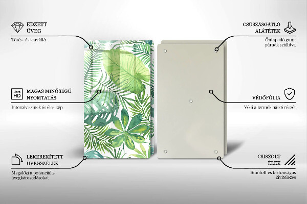 Glass chopping board Boho watercolors leaves