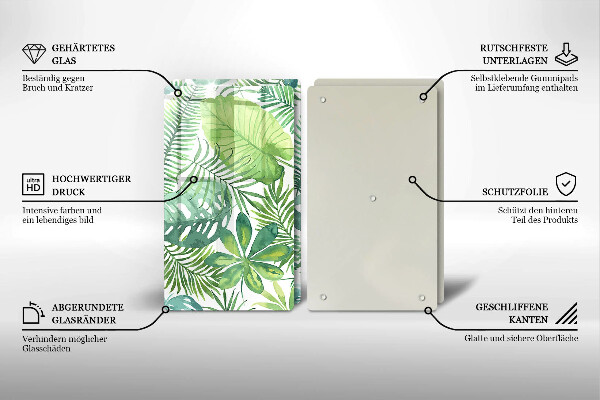 Glass chopping board Boho watercolors leaves