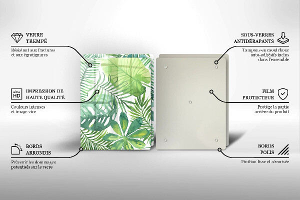 Glass chopping board Boho watercolors leaves