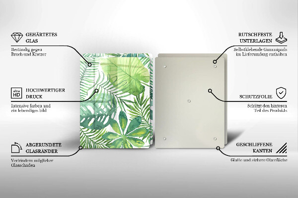 Glass chopping board Boho watercolors leaves