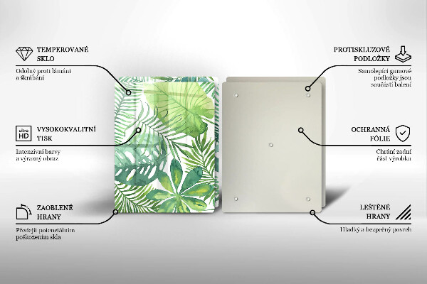 Glass chopping board Boho watercolors leaves