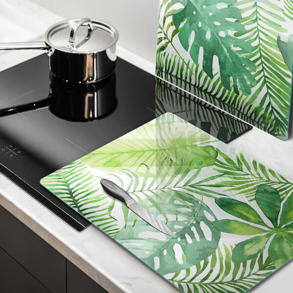 Glass chopping board Boho watercolors leaves
