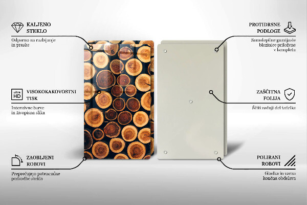 Glass chopping board Wooden stumps of trees