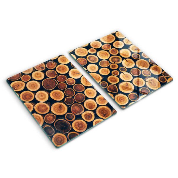 Glass chopping board Wooden stumps of trees