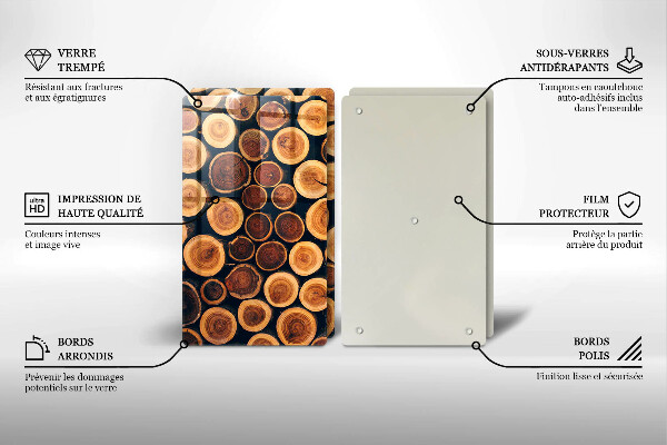 Glass chopping board Wooden stumps of trees