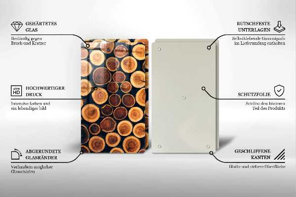 Glass chopping board Wooden stumps of trees