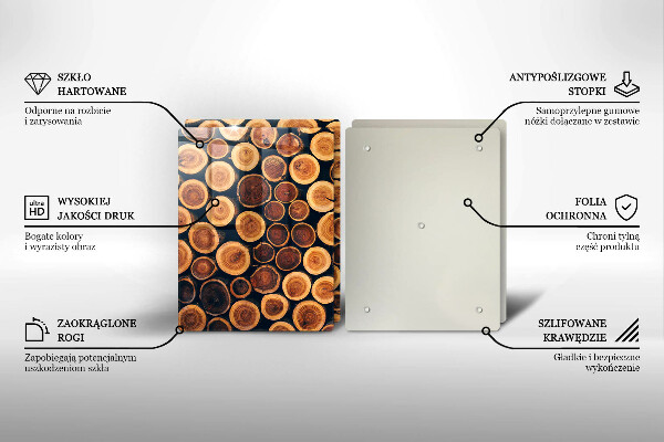 Glass chopping board Wooden stumps of trees