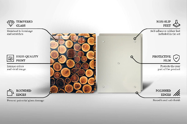 Glass chopping board Wooden stumps of trees