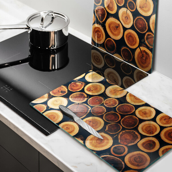 Glass chopping board Wooden stumps of trees