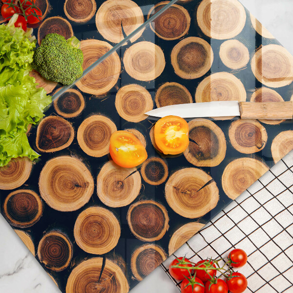 Glass chopping board Wooden stumps of trees