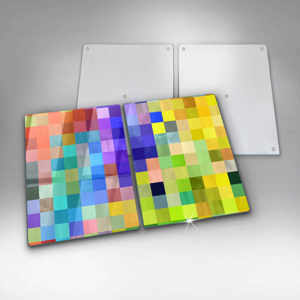 Glass chopping board Colorful squares pixels