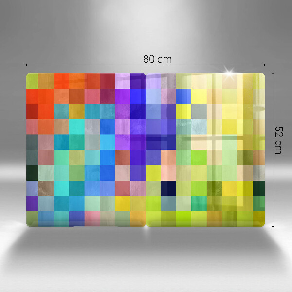 Glass chopping board Colorful squares pixels
