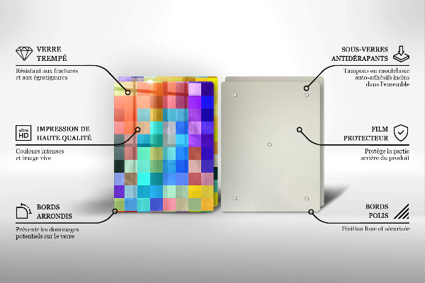 Glass chopping board Colorful squares pixels