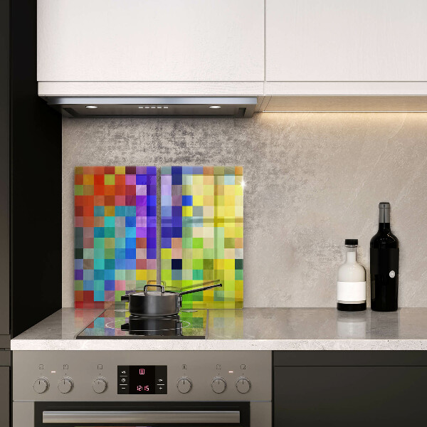 Glass chopping board Colorful squares pixels